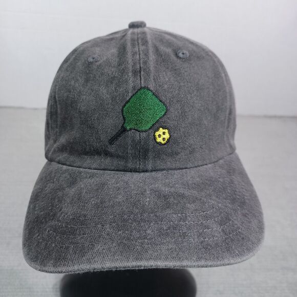 Pickleball Hat Mens OS Gray Embroidered Logo Adjustable Strap Back Faded Look - Picture 3 of 4